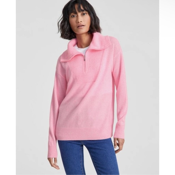 Charter Club Sweaters - Charter Club Pink Half-Zip Turtleneck Sweater